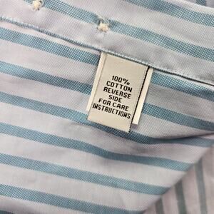 Sid Mashburn Shirt Mens XL Teal Blue White Striped Button Up Cotton Long Sleeve